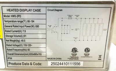 NSF  Full Service Dual Shelf Merchandiser Warmer HWS-2PD