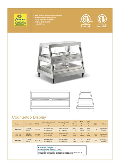 NSF  Full Service Dual Shelf Merchandiser Warmer HWS-3PD