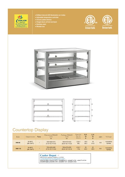 NSF 27 ins 3 Shelf Countertop Food Warmer Display HW-115