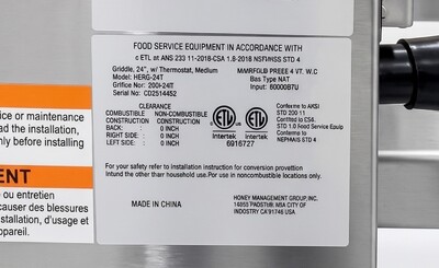 NSF 24 ins Thermostat griddle Medium NG HERG-24T
