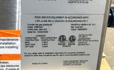 NSF 60 ins gas heavy duty griddle HERG-60