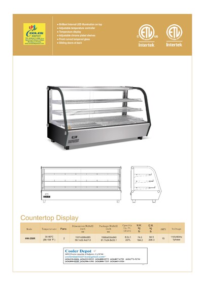NSF Warmer Countertop Display Cabinet ShowCase HW-250R