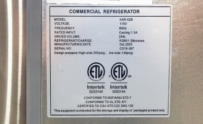 NSF stainless steel refrigerator Chefs Base KAR-52