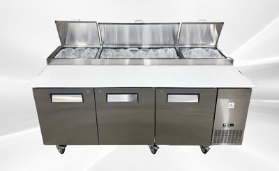 NSF 3 Solid Doors Pizza Prep Table Stainless Refrigerator KBR-93