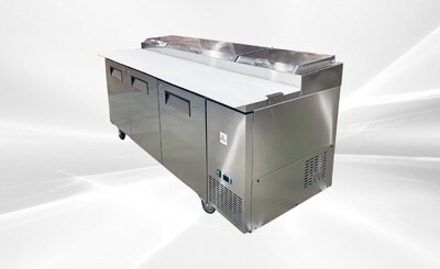 NSF 3 Solid Doors Pizza Prep Table Stainless Refrigerator KBR-93