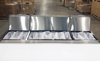 NSF 3 Solid Doors Pizza Prep Table Stainless Refrigerator KBR-93