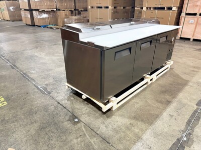 NSF 3 Solid Doors Pizza Prep Table Stainless Refrigerator KBR-93