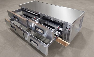 NSF 84 inches Refrigerated 4 Drawers Chefs Base CB84