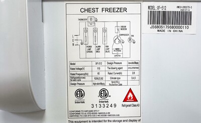 NSF 60 in Solid Top Chest freezer XF-512