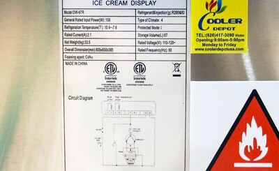 NSF 4 pan Curved Glass Cover Gelato Ice Cream Display DW-67R