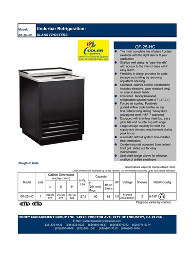 NSF Commercial 26 Ins Glass Chiller Glass Froster GF-25-HC