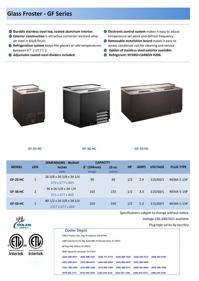 NSF Commercial 36 Ins Plate Chiller Glass Froster GF-36-HC