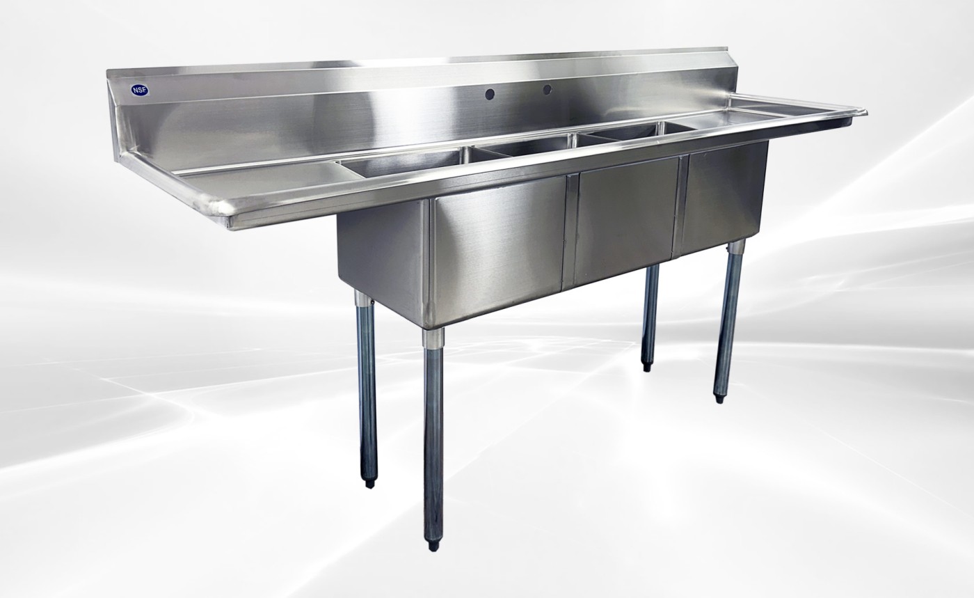 79 ins Stainless Steel 3 Compartment Sink NSF HN-C3T151512-17LR
