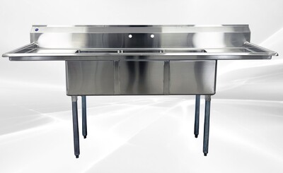 79 ins Stainless Steel 3 Compartment Sink NSF HN-C3T151512-17LR
