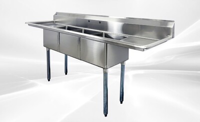 79 ins Stainless Steel 3 Compartment Sink NSF HN-C3T151512-17LR