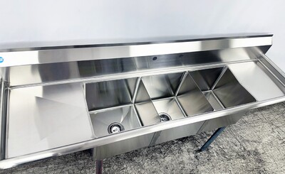 79 ins Stainless Steel 3 Compartment Sink NSF HN-C3T151512-17LR