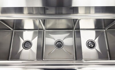 79 ins Stainless Steel 3 Compartment Sink NSF HN-C3T151512-17LR