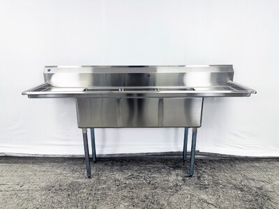 79 ins Stainless Steel 3 Compartment Sink NSF HN-C3T151512-17LR
