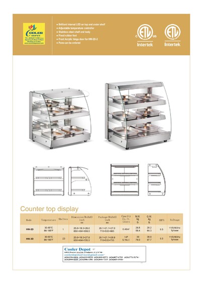 NSF Warmer Countertop Display Cabinet Show Case HW-2D-2