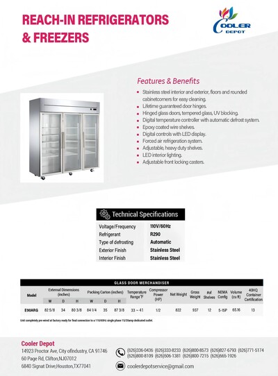 NSF Merchandiser Three Door Top Mount Refrigerator E90ARG
