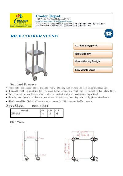 14 Inches Stainless Steel Rice Cooker Stand RW-1414