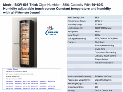380L Single-Door Cigar Cooler Humidor BXW-508 Thick