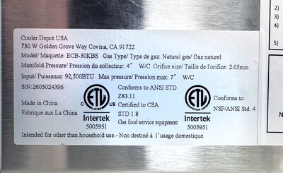 NSF 30 ins Gas Kabab Broiler ECB-30KBS