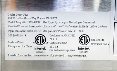 NSF 48 ins Gas Kabab Broiler ECB-48KBS