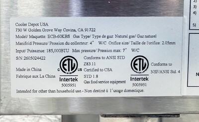 NSF 60 ins Gas Kabab Broiler ECB-60KBS