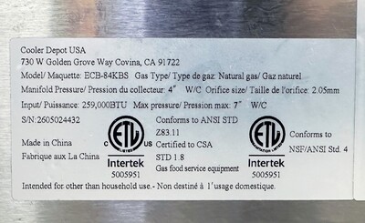 NSF 84 ins Gas Kabab Broiler ECB-84KBS