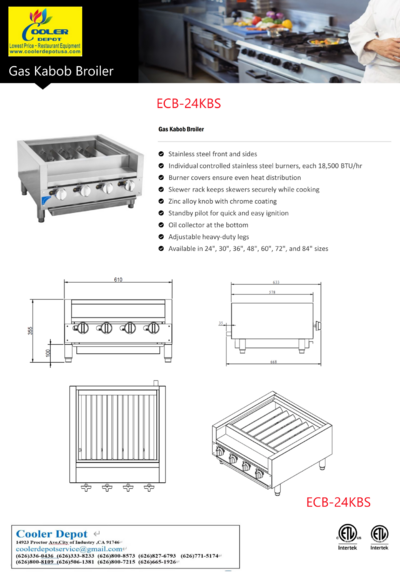 NSF 84 ins Gas Kabab Broiler ECB-84KBS