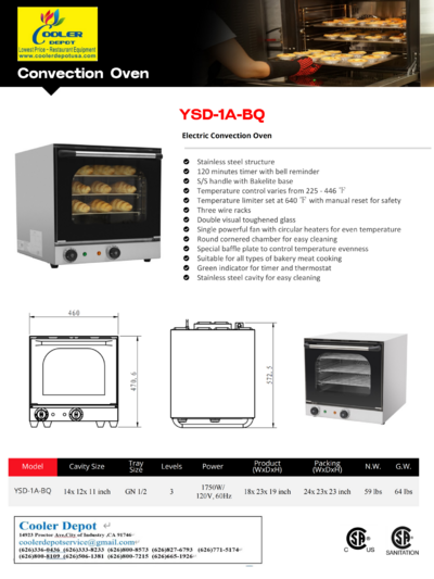 NSF Commercial Electric Convection Oven YSD-1A-BQ