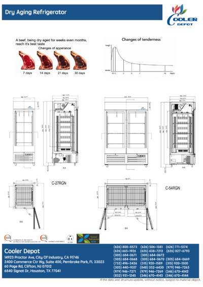 NSF 54 ins Meat Dry Aging Curing Cabinet Case C-54RGN