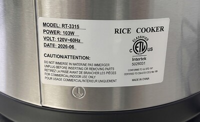 NSF 15L Electric Rice only Keep Warmer RT-3315