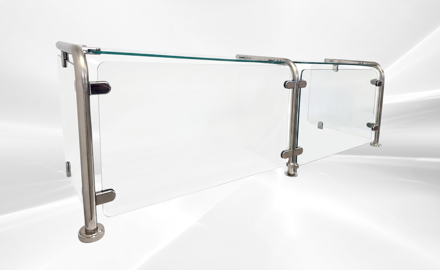 67 Ins Glass Cover Sneeze Guard with Stainless Steel Tubing GC67