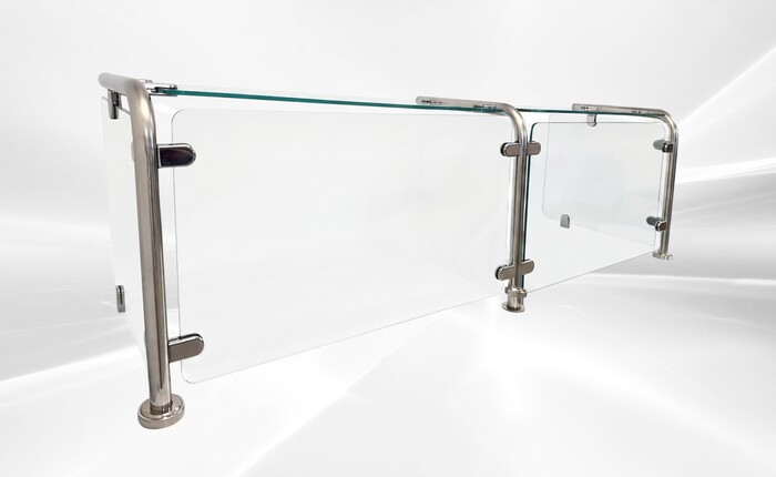 67 Ins Glass Cover Sneeze Guard with Stainless Steel Tubing GC67