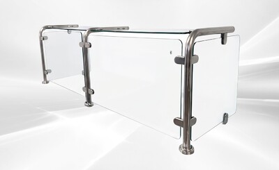 67 Ins Glass Cover Sneeze Guard with Stainless Steel Tubing GC67