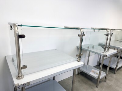 67 Ins Glass Cover Sneeze Guard with Stainless Steel Tubing GC67
