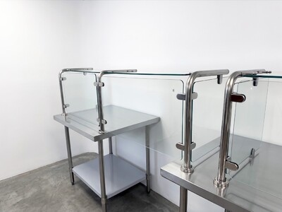 67 Ins Glass Cover Sneeze Guard with Stainless Steel Tubing GC67
