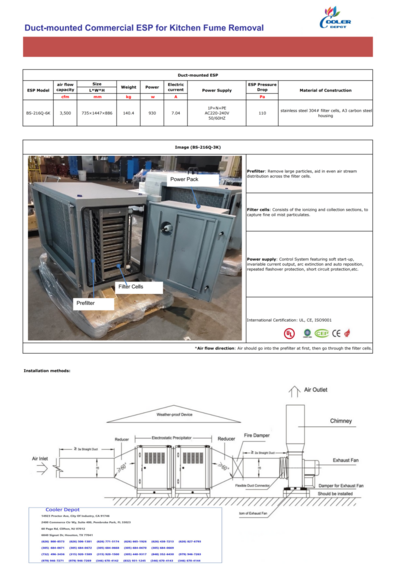 UL  Restaurant Exhaust Fumes Purifier 6000   BS-216Q-6K