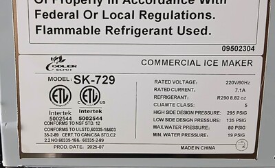 NSF 700 LBS Full Square Ice Maker Machine SK-729B+445 Bin