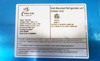 ETL Walk in Cooler Condensing Refrigeration System 4HP HGZ400-1