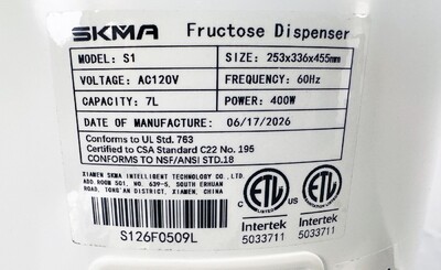 ETL Fructose Dispenser Machine De Dosage De Fructose S1