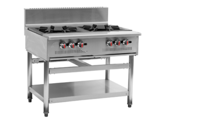 NSF 2 Burner Stock Pot Range With Storage Shelf GSPR-23