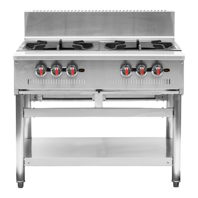 NSF 2 Burner Stock Pot Range With Storage Shelf GSPR-23