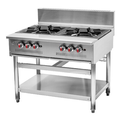 NSF 2 Burner Stock Pot Range With Storage Shelf GSPR-23