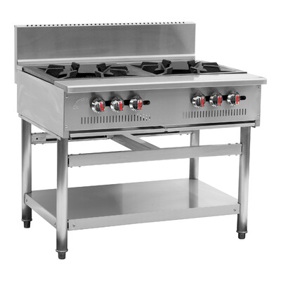NSF 2 Burner Stock Pot Range With Storage Shelf GSPR-23