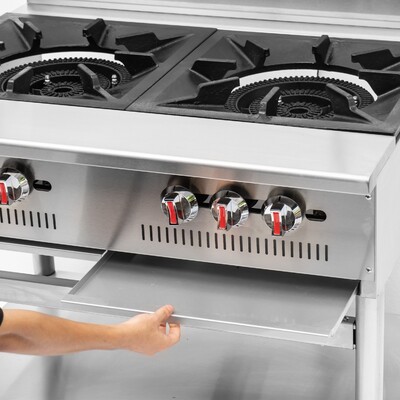 NSF 2 Burner Stock Pot Range With Storage Shelf GSPR-23