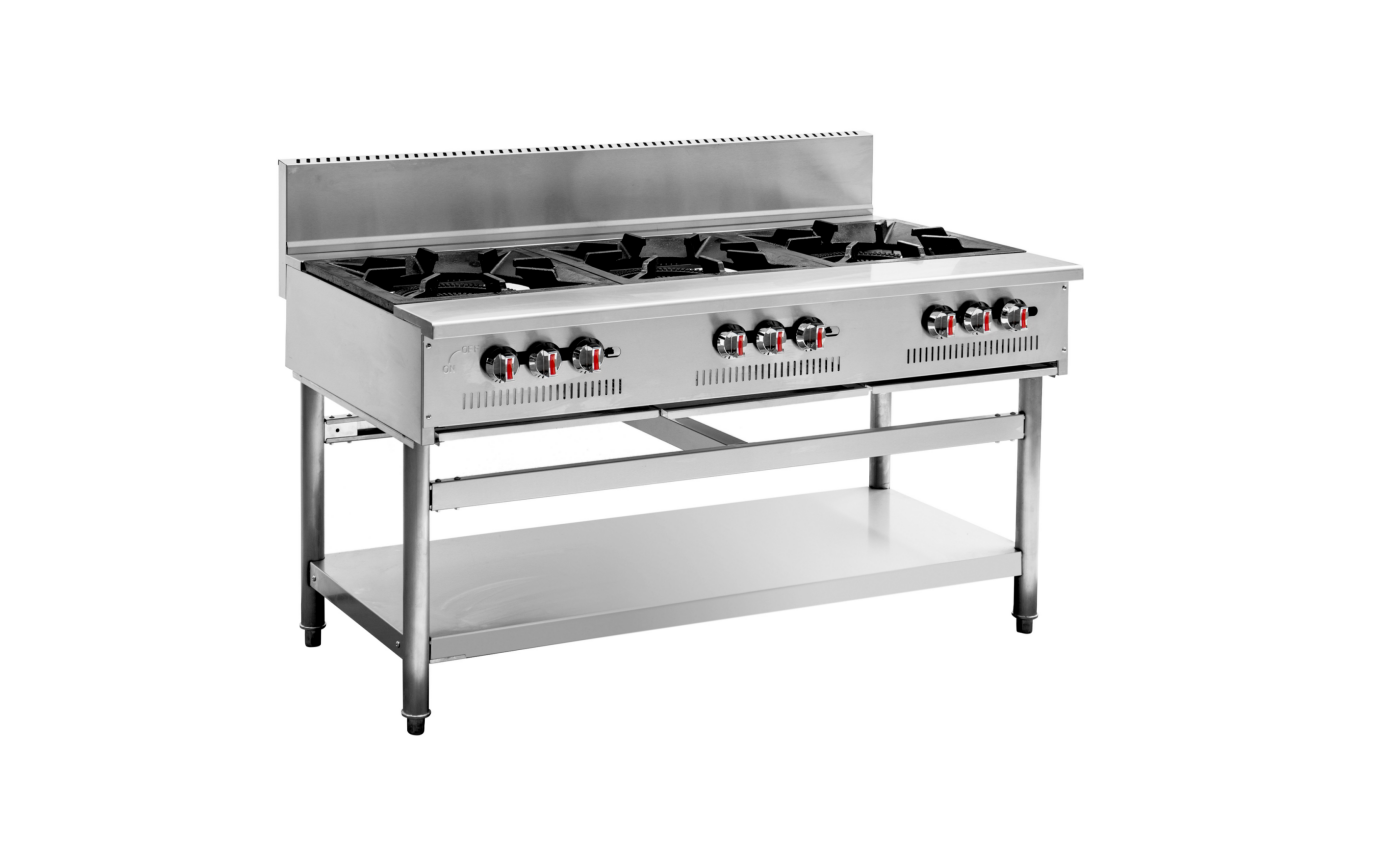 NSF 3 Burner Stock Pot Range With Storage Shelf GSPR-33