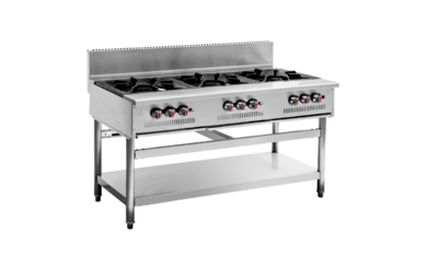 NSF 3 Burner Stock Pot Range With Storage Shelf GSPR-33